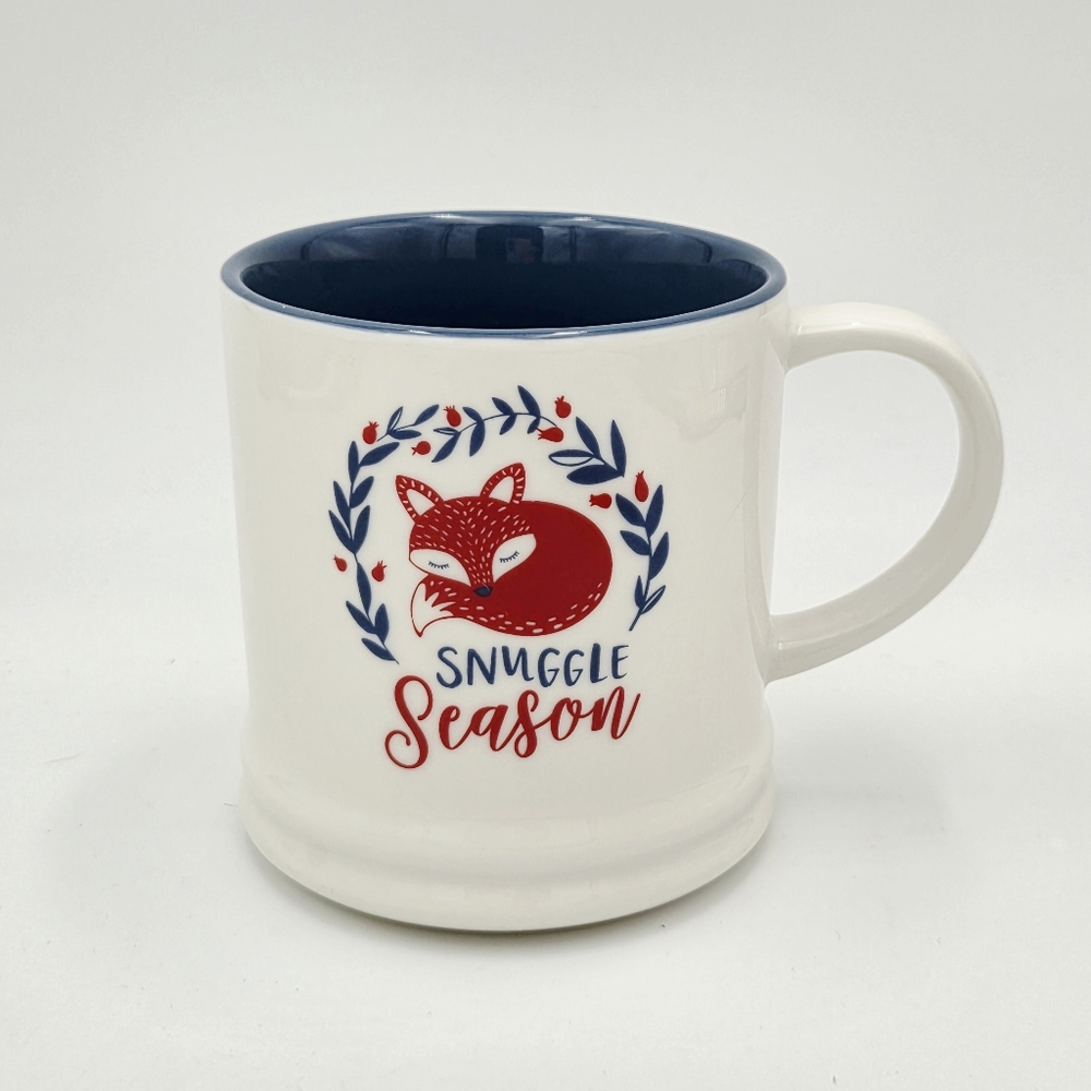 LN Red Fox Snuggle Season Mug White With Blue Interior